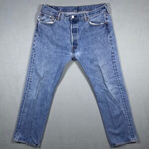 Levis 501 Original Fit Mens Blue Straight Leg Button Fly Jeans 36x30 Medium Wash